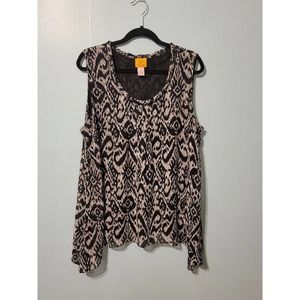 Ruby Rd Black & White Hankerchief Hem Blouse. Size XL.